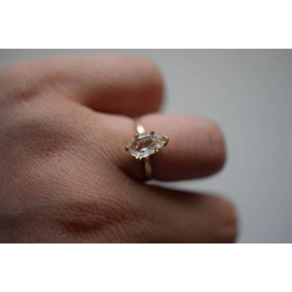 Size 6.5 14k Gold Engagement Ring, Raw stone rings, simple solitaire - Picture 2 of 8